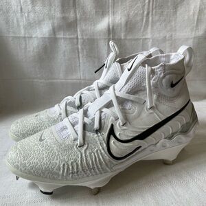 Nike Alpha Huarache NXT Metal Baseball Cleats White Grey Men's Size 8 DJ6517-100